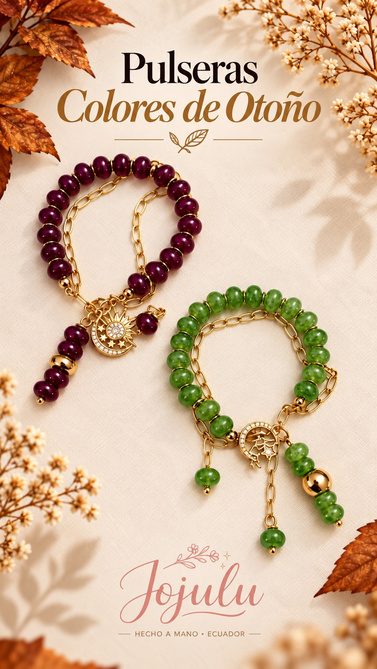 Pulsera Colores de Otoño Vino y verde