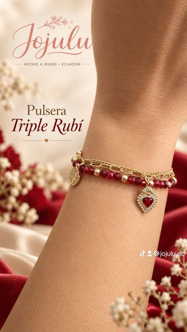 Pulsera Triple Rubí