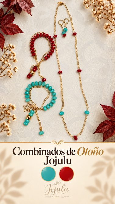 Combinado de Otoño Turquesa y rojo