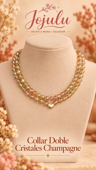 Collar Doble Cristales Champagne