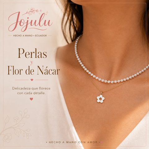 Collar Perlas y Flor